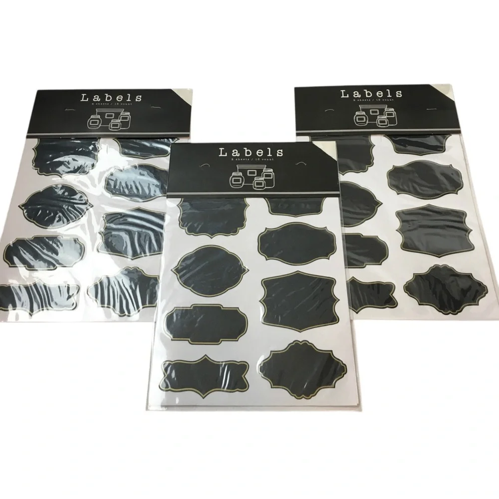 Jar Labels Chalkboard Style Black Organizing Labeling Pantry Crafts Gifts NWT